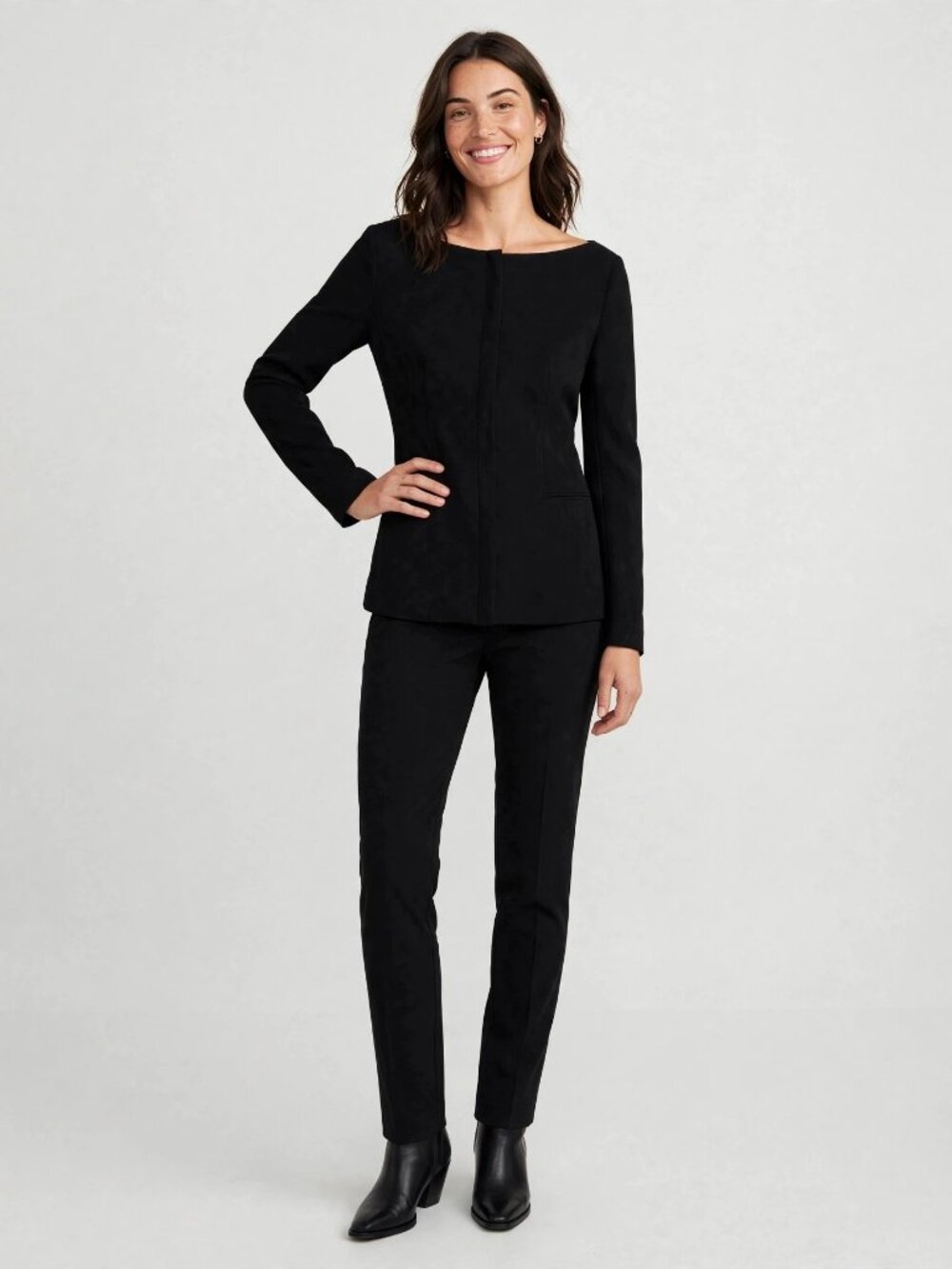 THEORY Black Open-Front Blazer | Collarless Tailored Jacket | Women 8